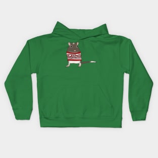 Cute brown gerbil wearing christmas jumper Kids Hoodie